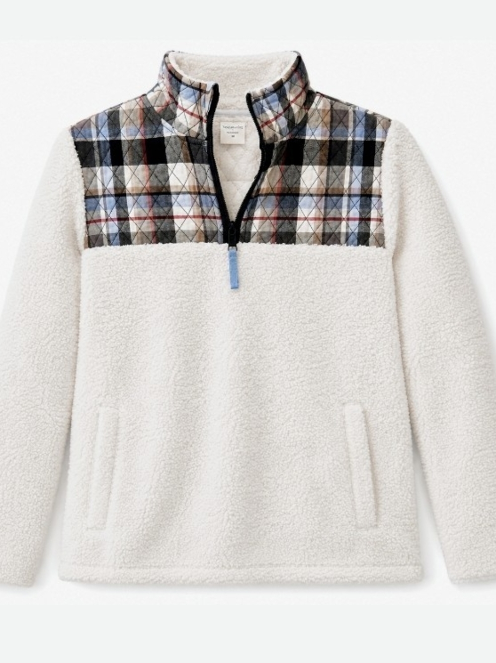 VERA BRADLEY  Sherpa Quarter-Zip Pullover with Plaid Yoke
